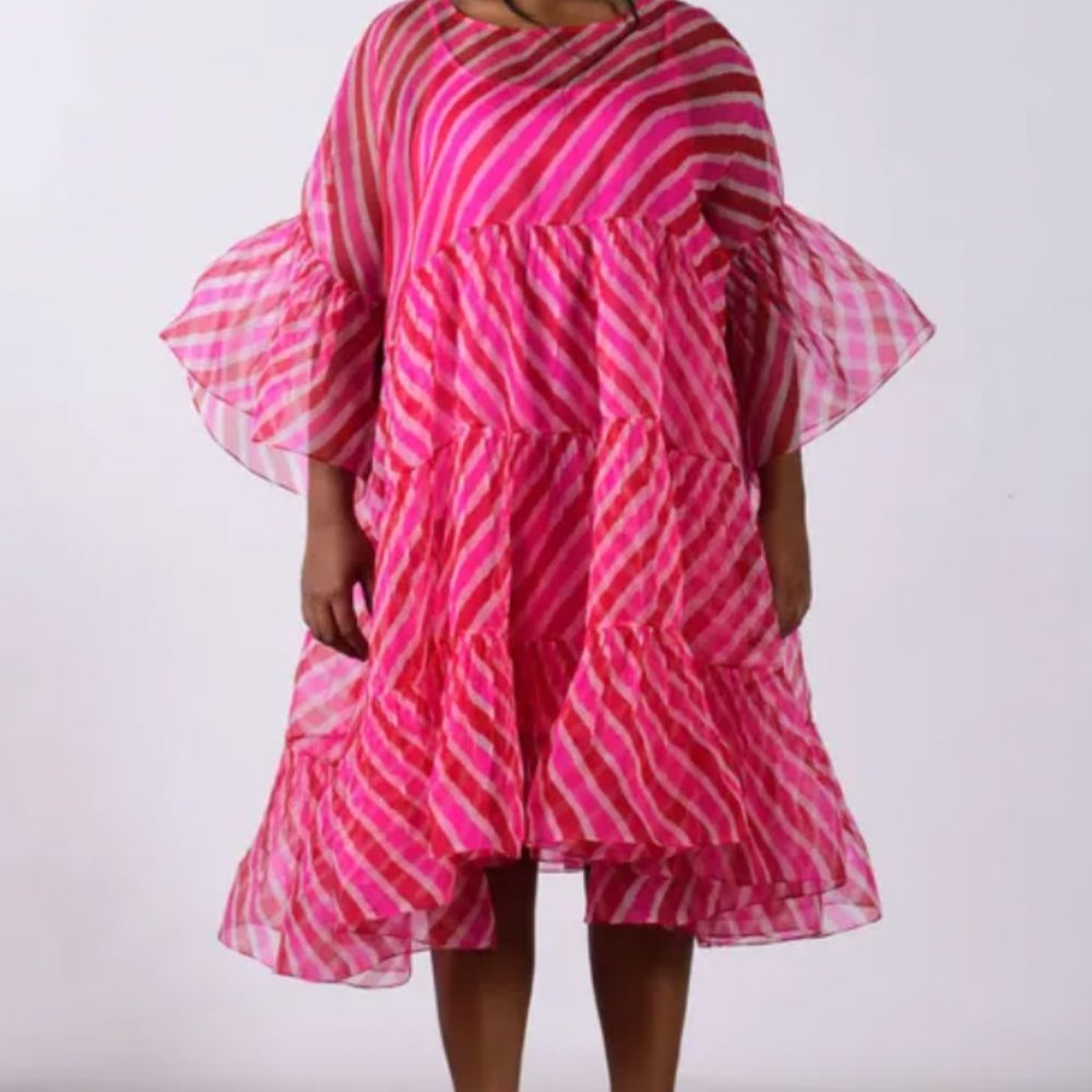 Strawberry Leheriya Tier Dress by NorBlack NorWhite - XS to XL